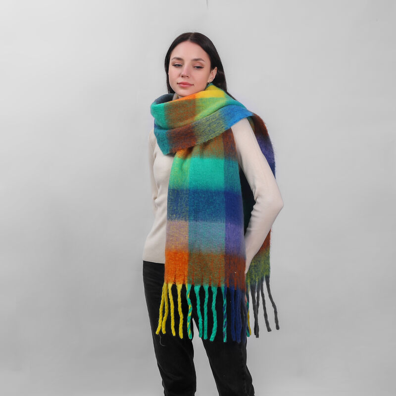 Irish Soft Check Scarf Rainbow